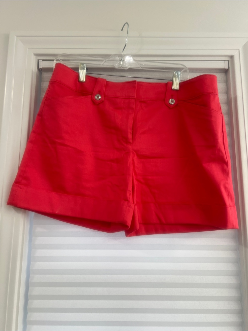 Women's Salmon Colored Tailored Cuffed Shorts